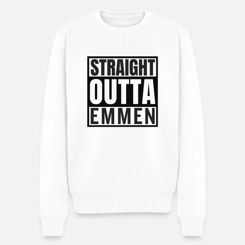 Straight Outta Emmen - Männer Premium Bio Pullover - Weiß