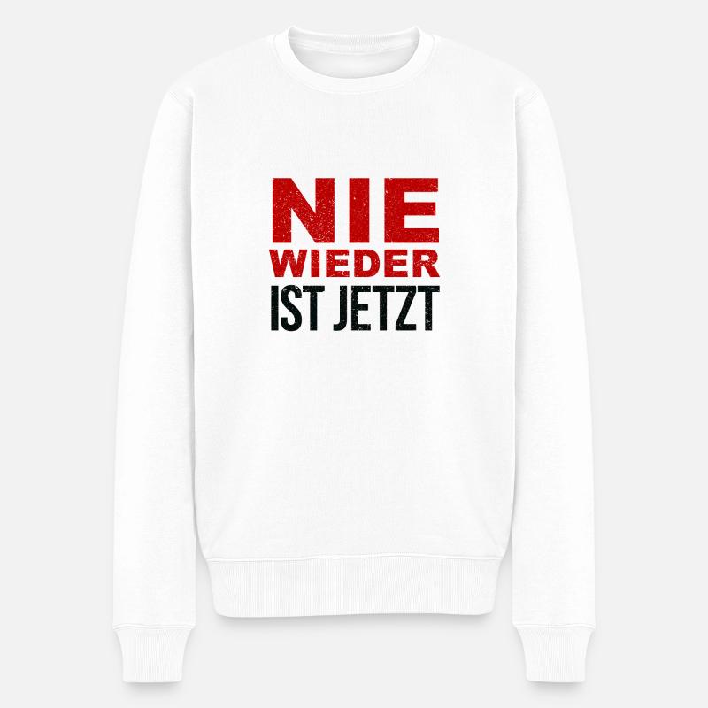 Nie wieder ist jetzt - Männer Premium Bio Pullover - Weiß