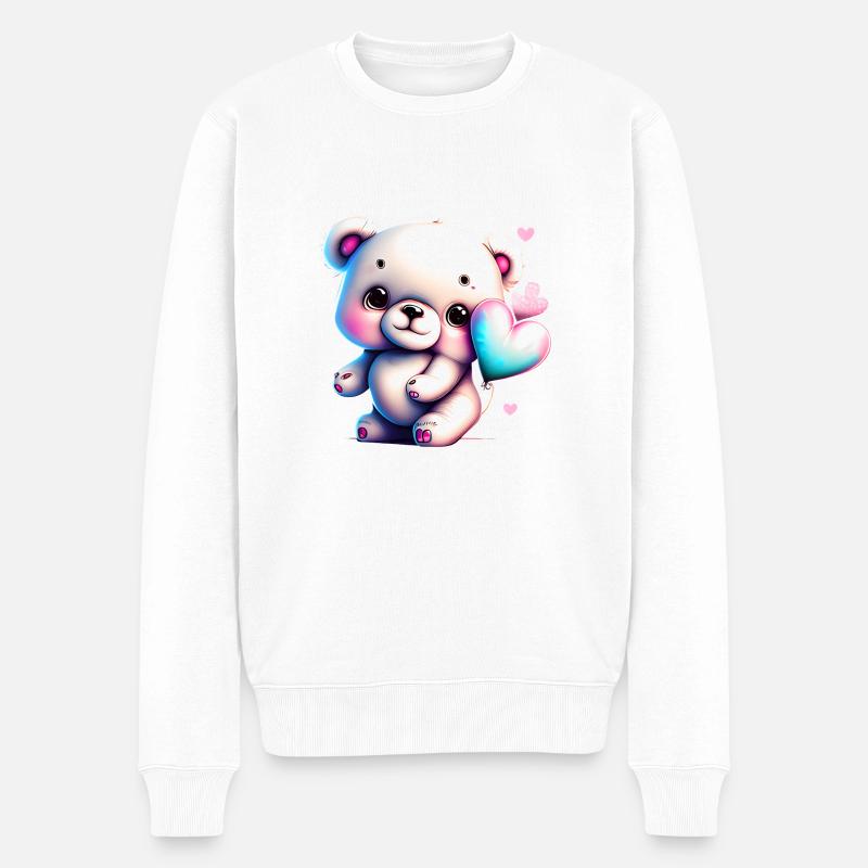 Kleiner Liebesbär - Männer Premium Bio Pullover - Weiß