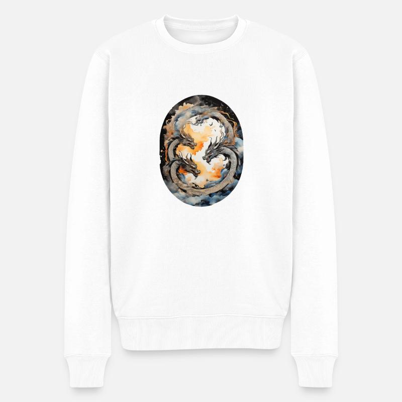 Japanische Drachen - Männer Premium Bio Pullover - Weiß