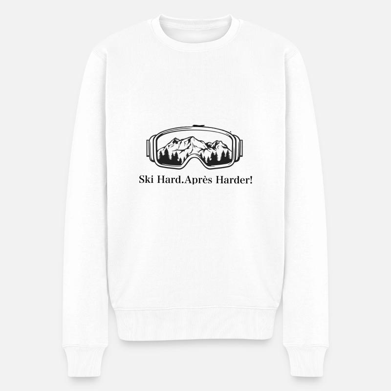 Ski Hard. Apres Harder! - Männer Premium Bio Pullover - Weiß