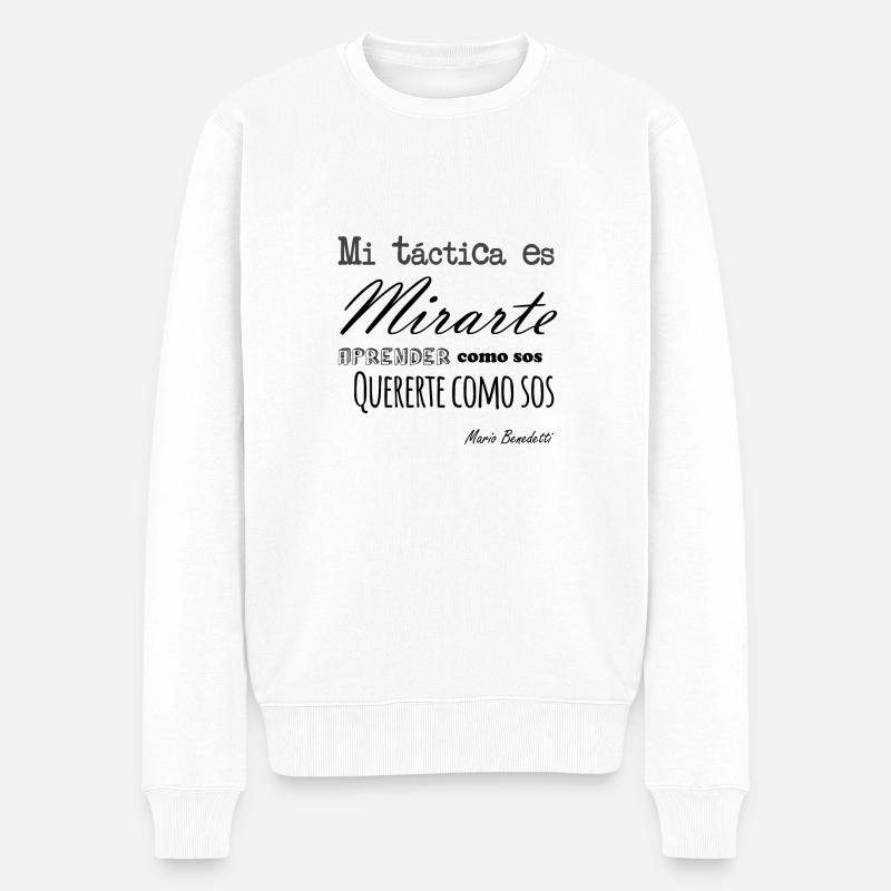 Mario Benedetti - weißer Hintergrund - Männer Premium Bio Pullover - Weiß