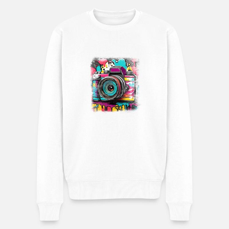 Spiegelreflex Kamera Fotograf - Männer Premium Bio Pullover - Weiß