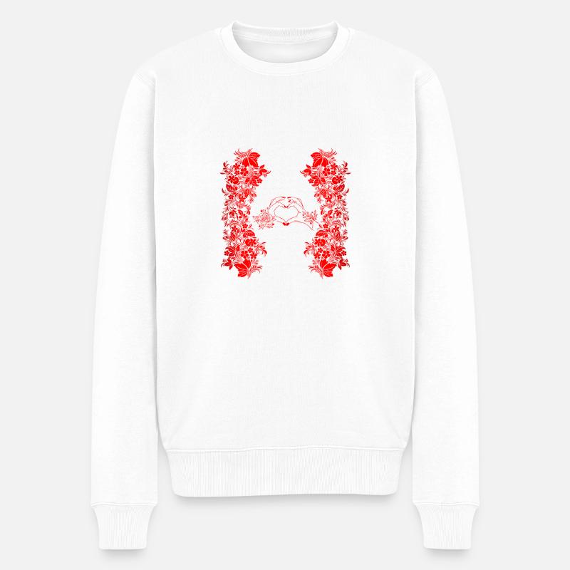 Flower Power - Männer Premium Bio Pullover - Weiß