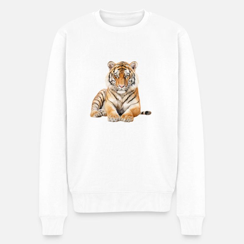 Tigergeist - Männer Premium Bio Pullover - Weiß