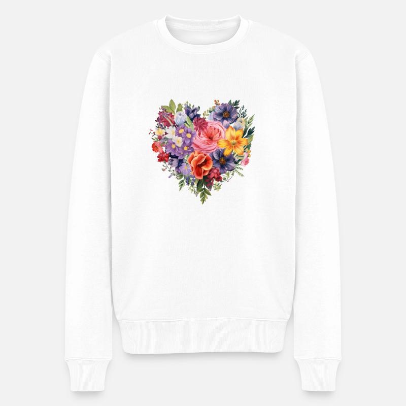 Frühlingsblüte Liebe - Männer Premium Bio Pullover - Weiß