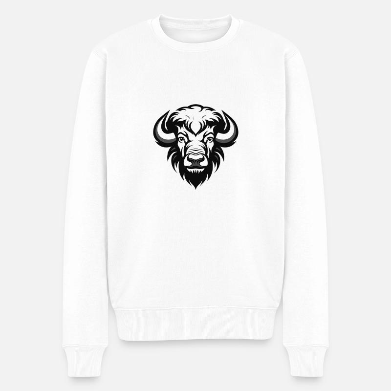 Buffalo Eleganz - Männer Premium Bio Pullover - Weiß