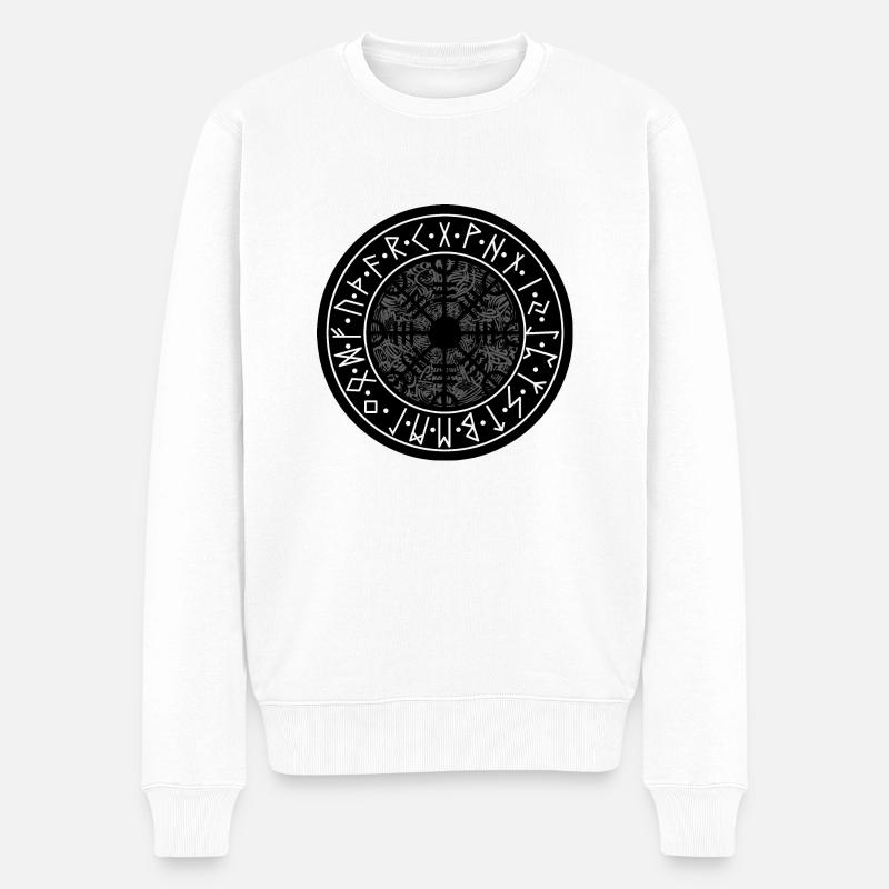 Futhark ancestral / Runes - Pull Premium bio Homme - blanc