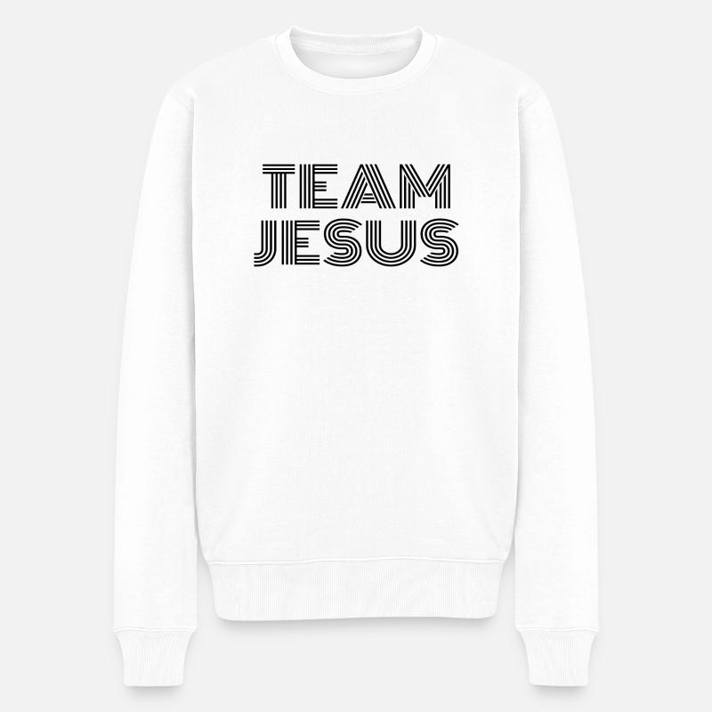 Team Jesus Religion Coole Sprüche - Männer Premium Bio Pullover - Weiß