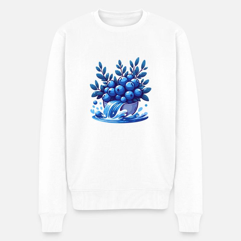 Heidelbeeren Wellen Energieschale - Männer Premium Bio Pullover - Weiß