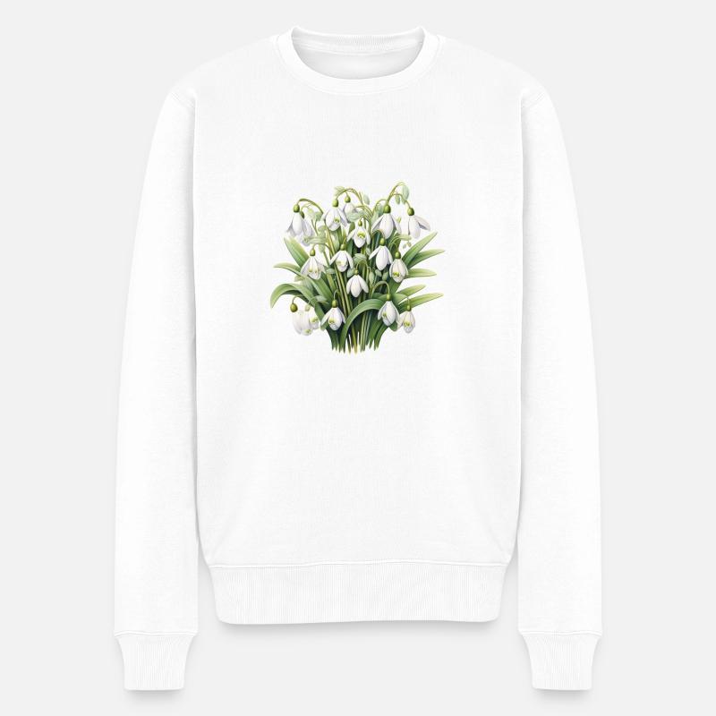 Bouquet de perce-neige - Pull Premium bio Homme - blanc