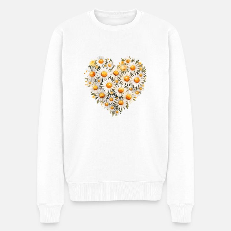 Gänseblümchen-Blumenstrauß - Männer Premium Bio Pullover - Weiß