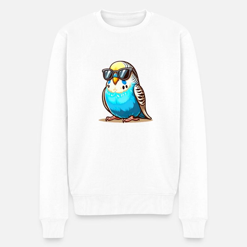 Perruche avec lunettes de soleil - Pull Premium bio Homme - blanc