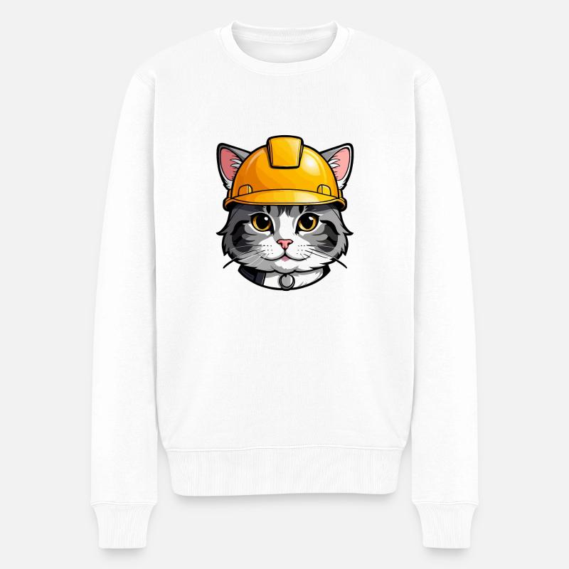 Chat travailleur - Pull Premium bio Homme - blanc