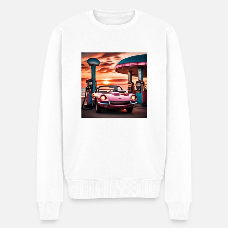 Synthwave-Stil - Männer Premium Bio Pullover - Weiß