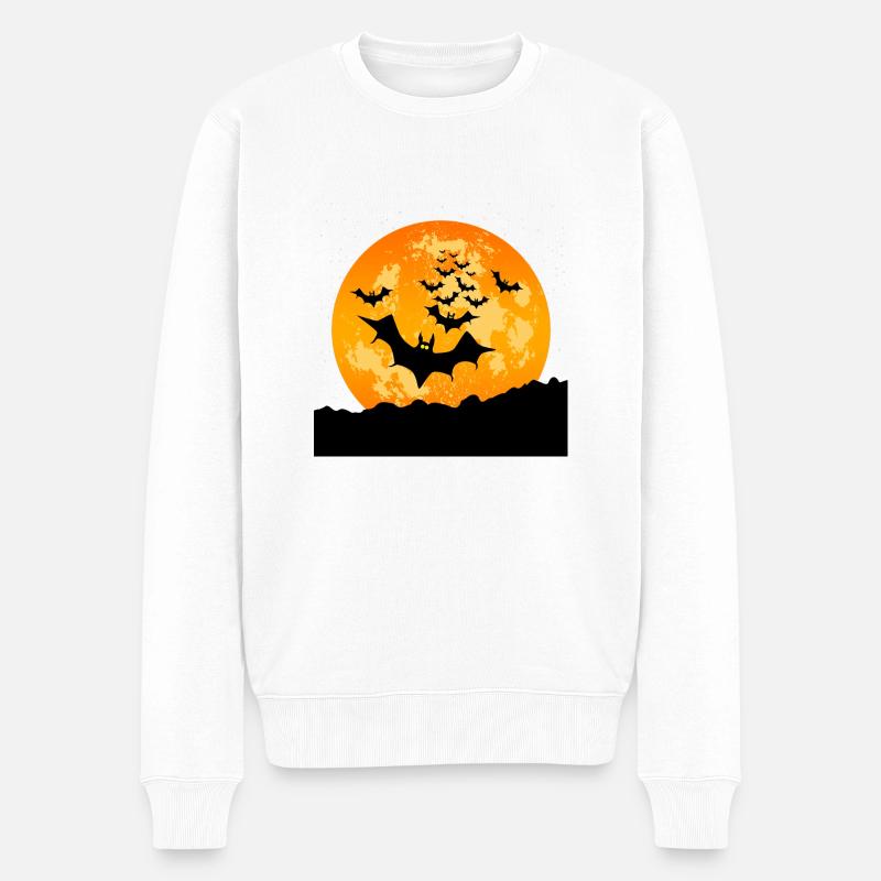 Halloween fliegende Fledermäuse - Männer Premium Bio Pullover - Weiß
