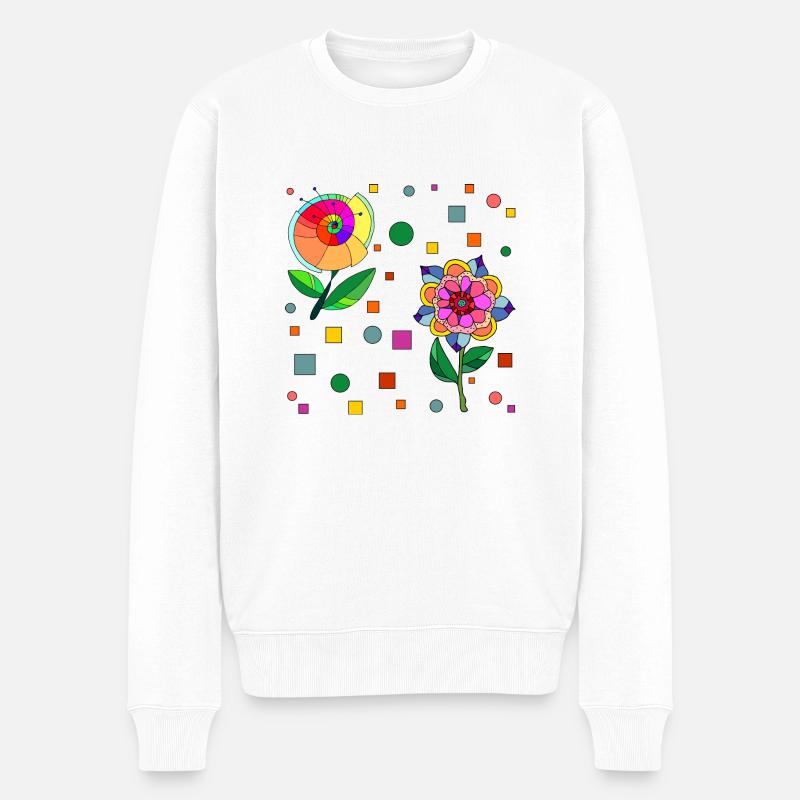 Blumen - Männer Premium Bio Pullover - Weiß