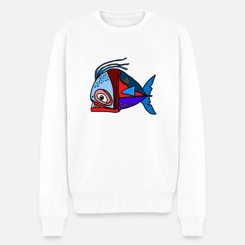 Fisch - Männer Premium Bio Pullover - Weiß