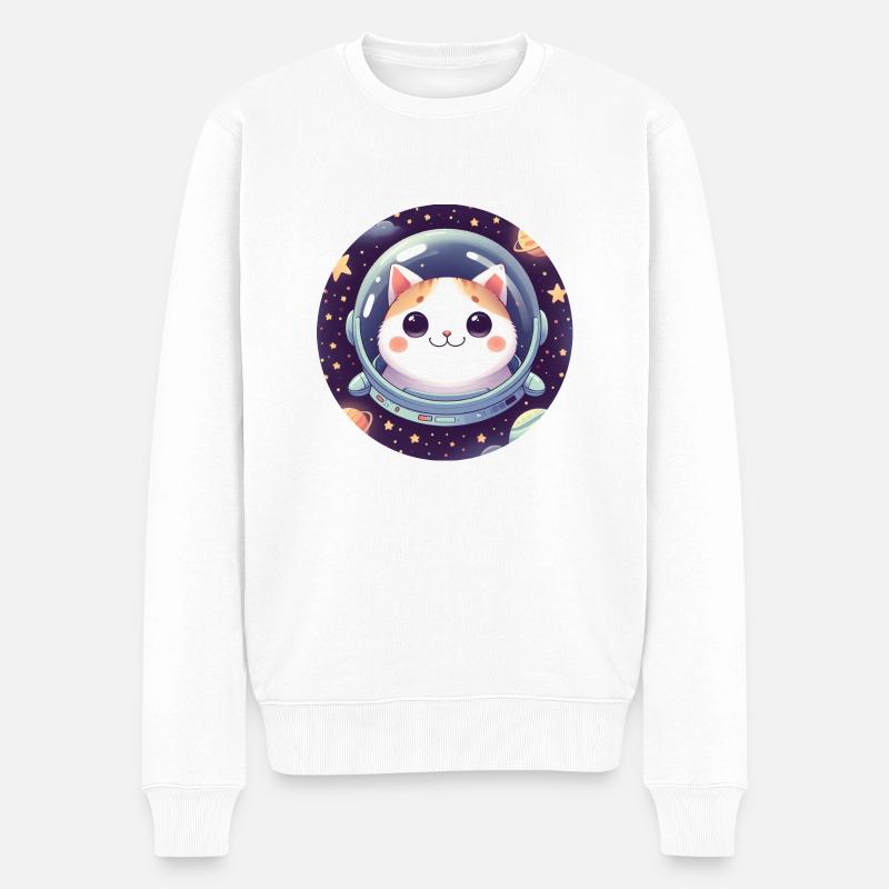 Espace, Chat, Astronaute - Pull Premium bio Homme - blanc