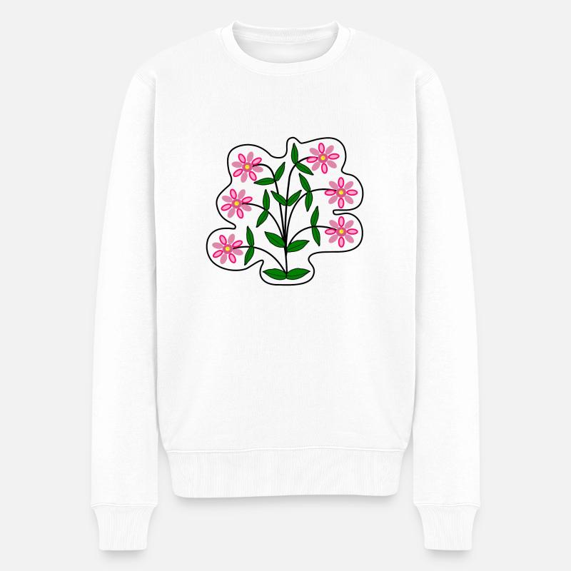 Gerbera Sticker - Männer Premium Bio Pullover - Weiß