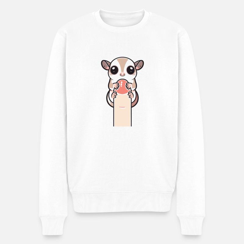 Zuckergleiter um den Finger gewickelt - Männer Premium Bio Pullover - Weiß