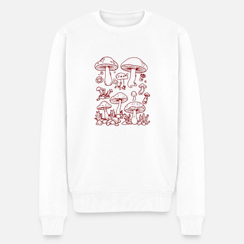 Pilze - Männer Premium Bio Pullover - Weiß