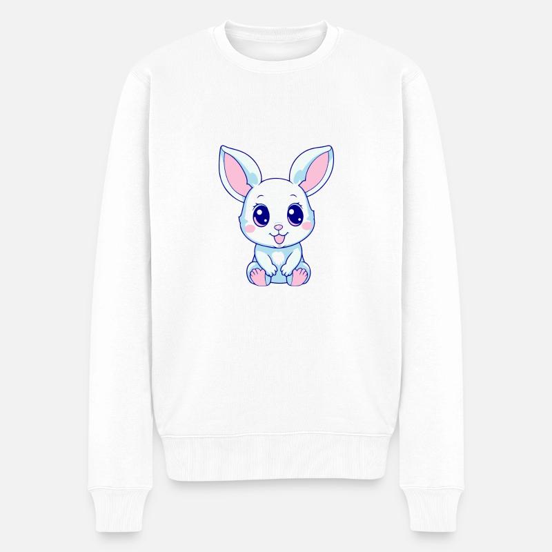 Hasenbaby - Männer Premium Bio Pullover - Weiß
