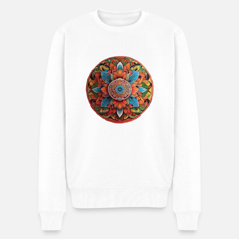 Mandala - Männer Premium Bio Pullover - Weiß