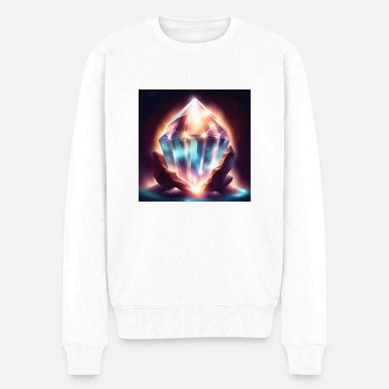 Klarer Kristall „Bergkristall“ - Männer Premium Bio Pullover - Weiß