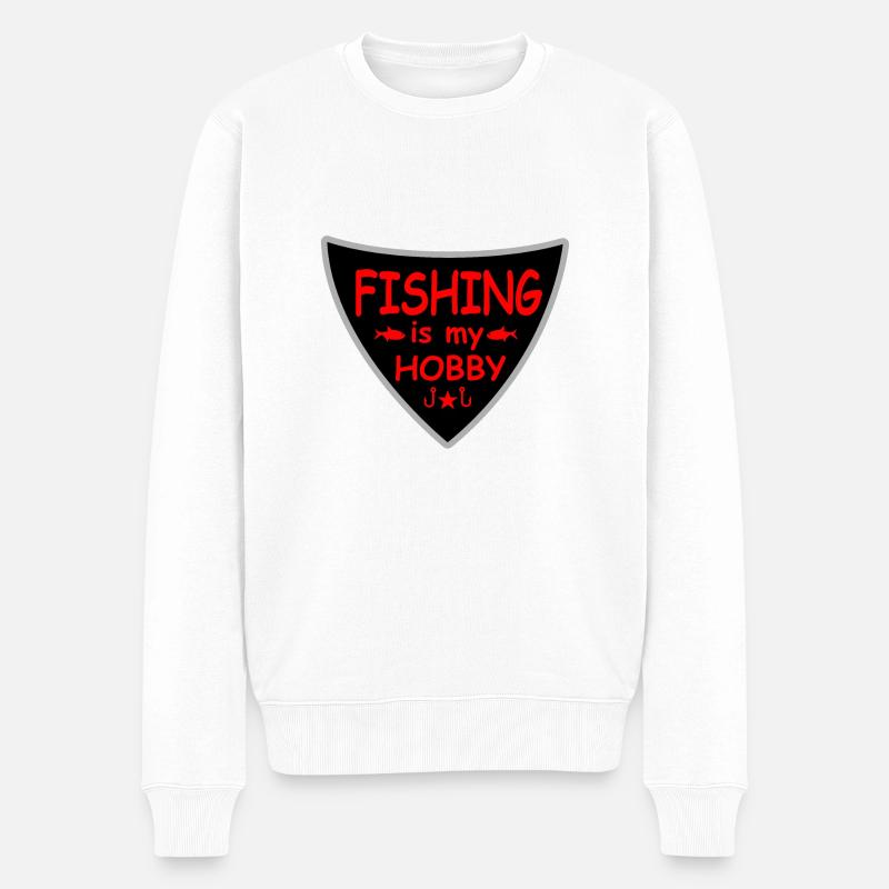 Angeln - Männer Premium Bio Pullover - Weiß