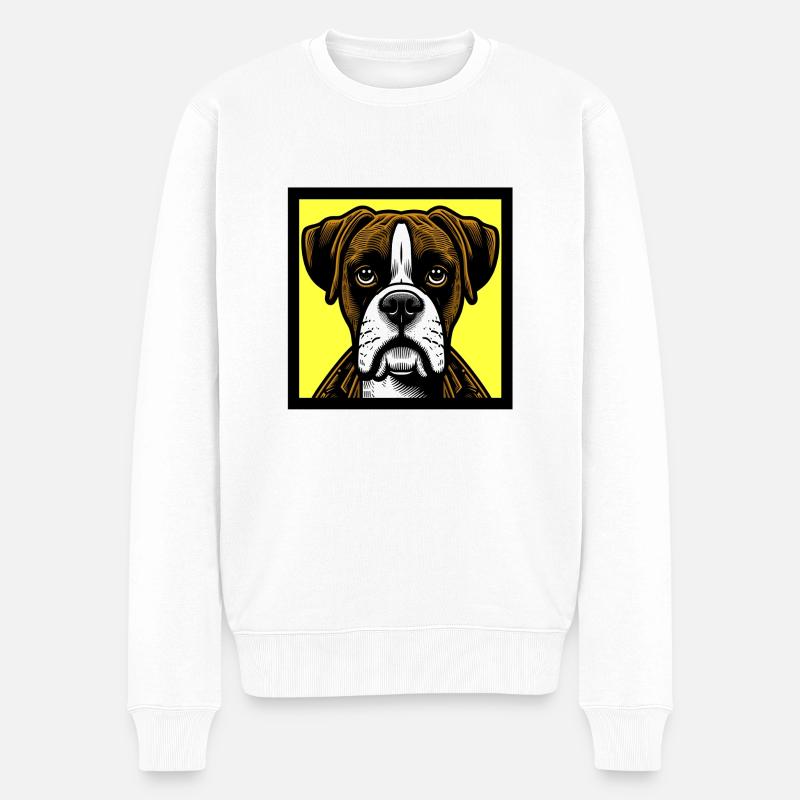Boxer Chien pop art - Pull Premium bio Homme - blanc