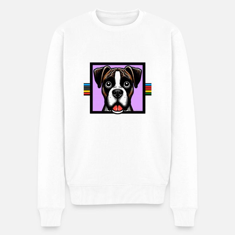Boxer chien Art - Pull Premium bio Homme - blanc