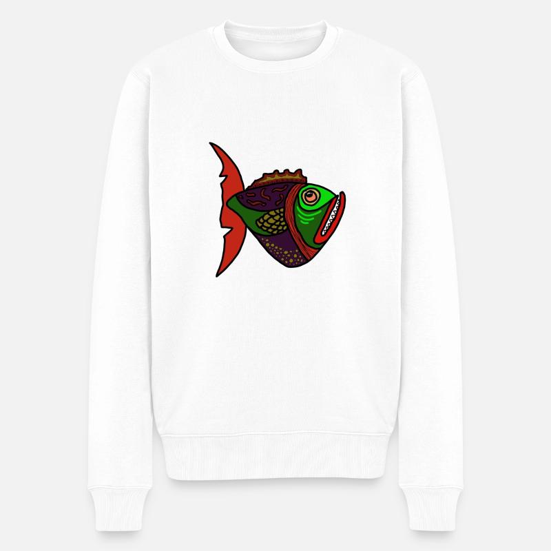 fisch anglerfisch - Männer Premium Bio Pullover - Weiß