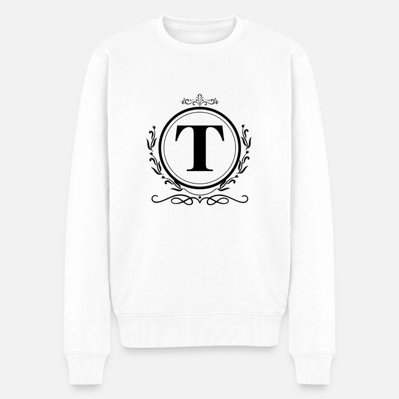 Buchstabe T Dekoration - Männer Premium Bio Pullover - Weiß