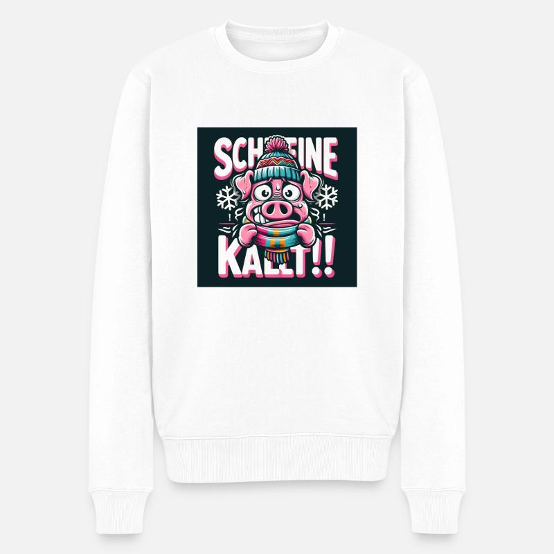 Schweinekalt! - Männer Premium Bio Pullover - Weiß