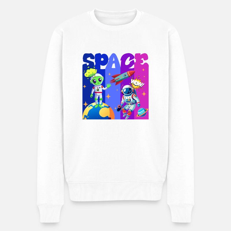 Espace, Weltall, Alien, Astronaute - Pull Premium bio Homme - blanc