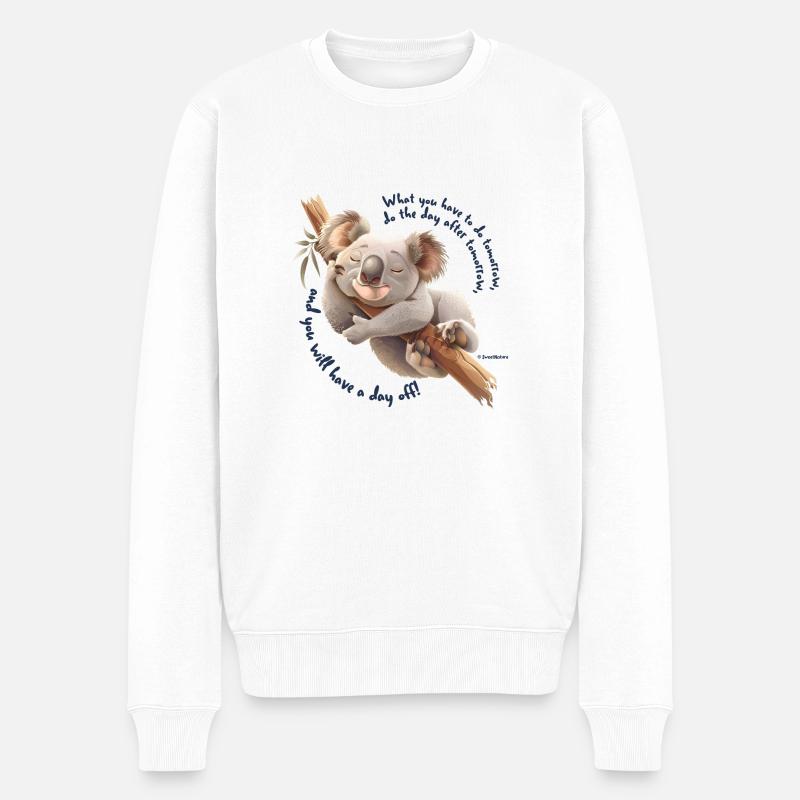 Fauler Koala-Bär - Männer Premium Bio Pullover - Weiß