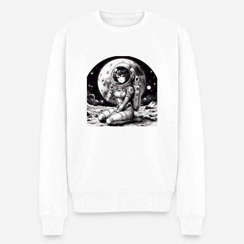 Manga Astronaut Mädchen - Männer Premium Bio Pullover - Weiß