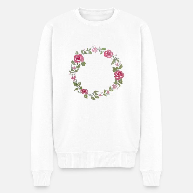 Couronne florale - Pull Premium bio Homme - blanc