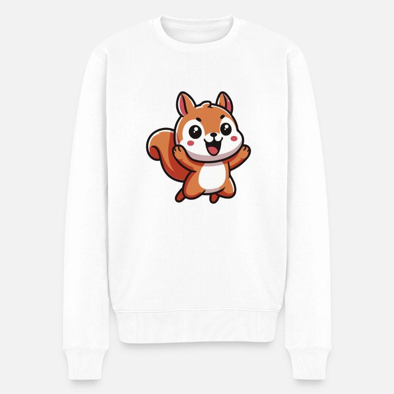 Nutty L’écureuil kawaii heureux - Pull Premium bio Homme - blanc