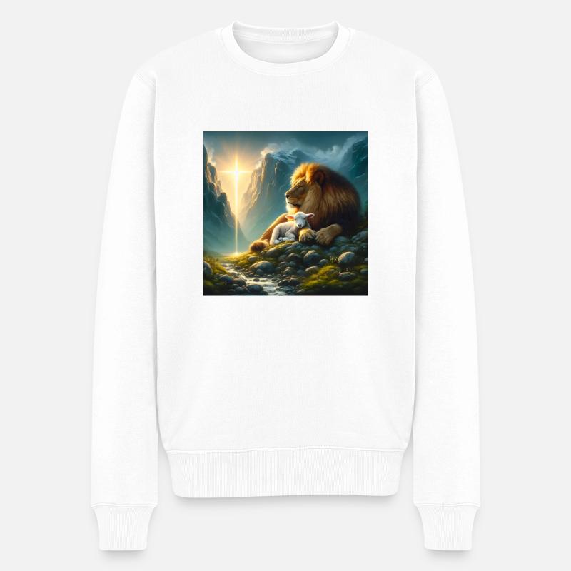 Löwe und das Lamm - Männer Premium Bio Pullover - Weiß