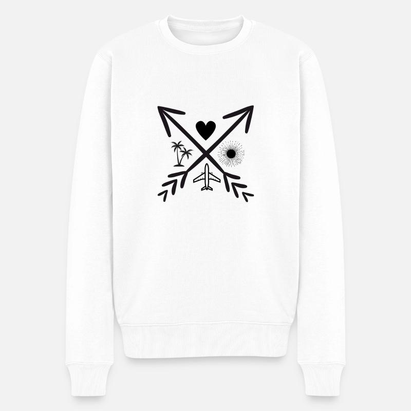 Love sun travel beach - Urlaubsmotiv - Männer Premium Bio Pullover - Weiß