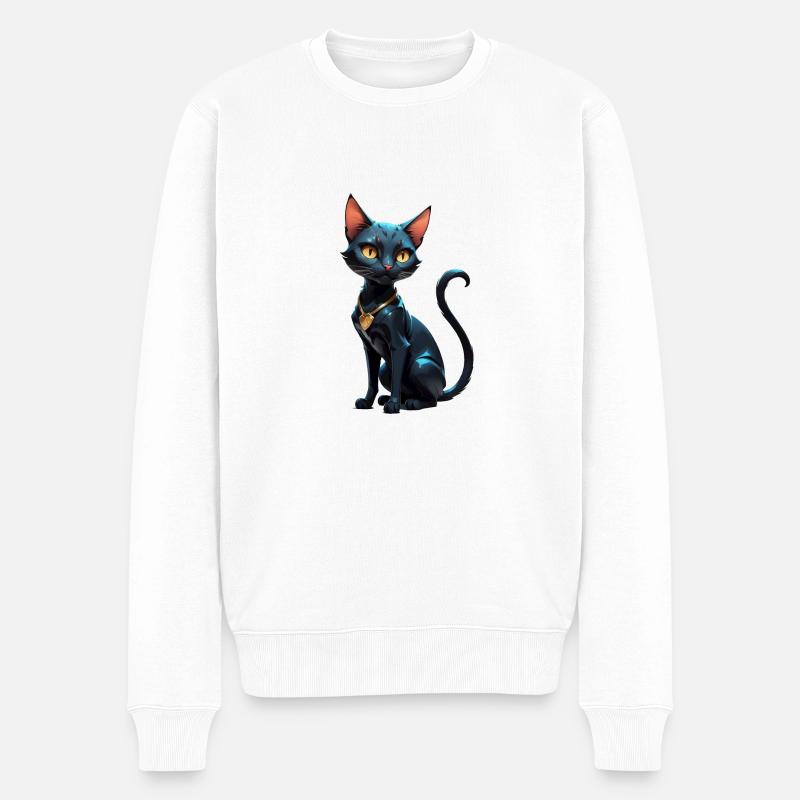 Katze Comic süß - Männer Premium Bio Pullover - Weiß