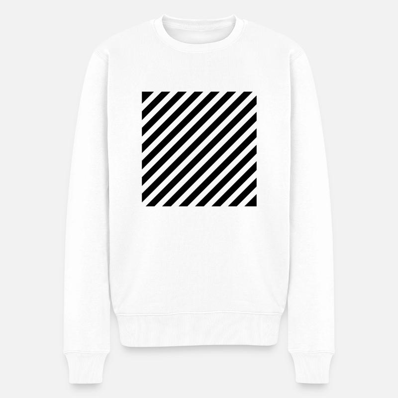 Querstreifen - Männer Premium Bio Pullover - Weiß