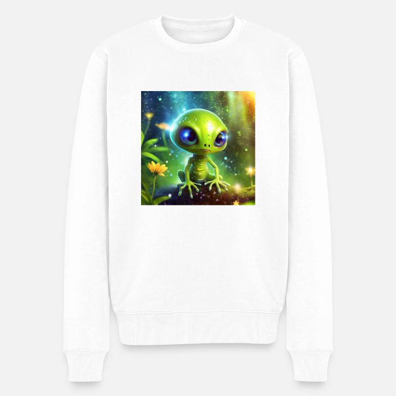 Glühwürmchen Niedlicher Alien-Charakter 57577 - Männer Premium Bio Pullover - Weiß