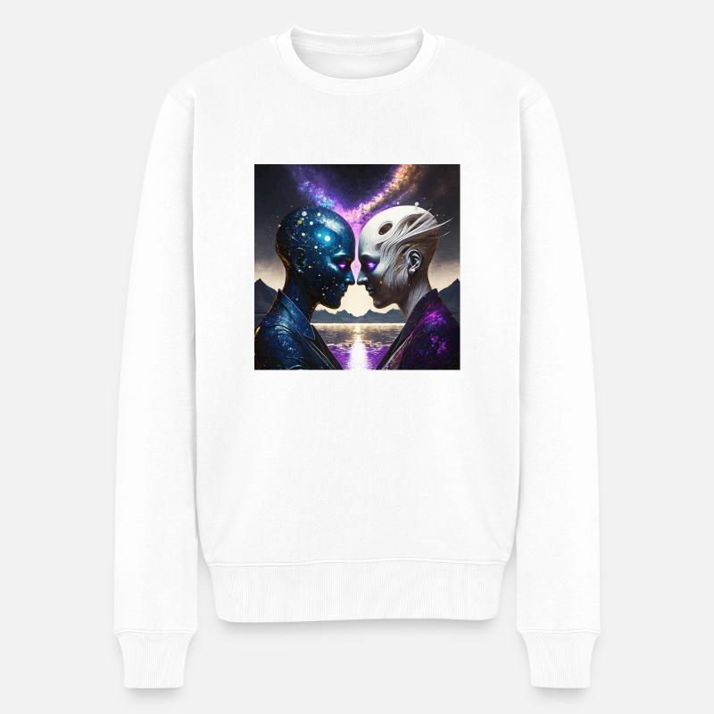 Glühwürmchen Person Ying Yang - Männer Premium Bio Pullover - Weiß