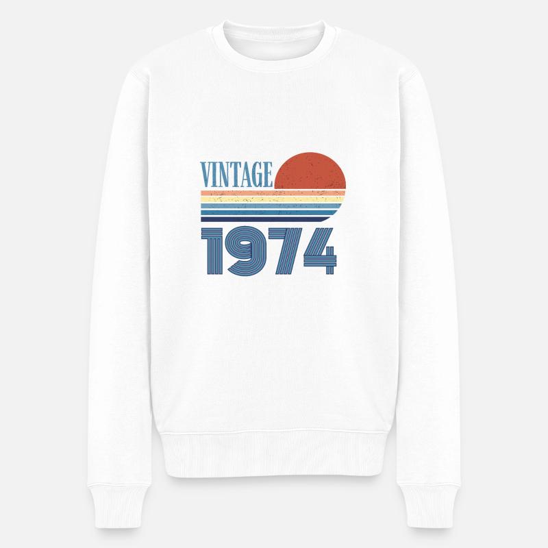 Jahrgang 1974 - Männer Premium Bio Pullover - Weiß