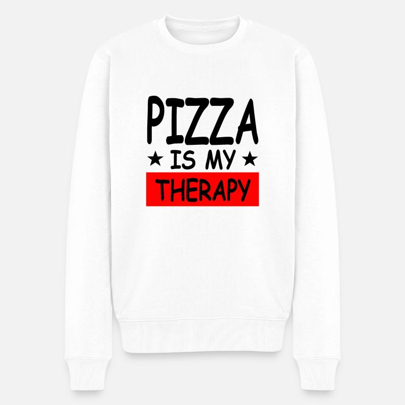 Pizza - Männer Premium Bio Pullover - Weiß