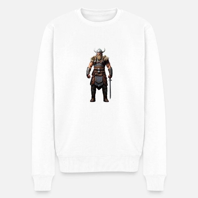 Wikinger Krieger Walhalla - Männer Premium Bio Pullover - Weiß