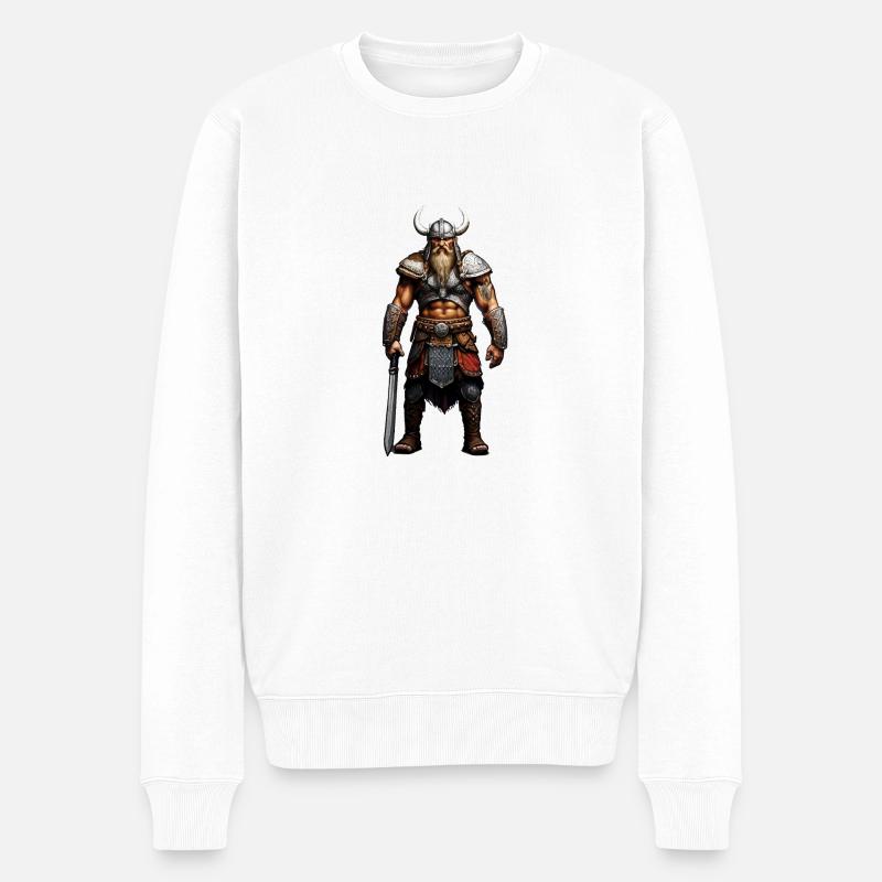 Wikinger Krieger Walhalla - Männer Premium Bio Pullover - Weiß